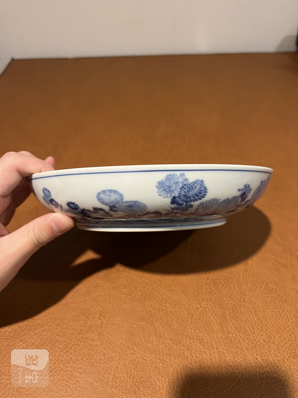 清雍正 青花牡丹花蝶纹盘 - 图4